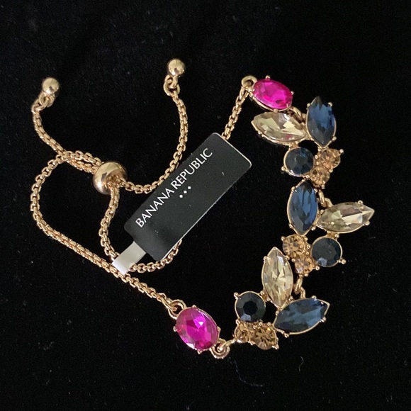 NWT Banana Republic Multi Color Gemstone Bolo Slide Bracelet - Picture 2 of 4